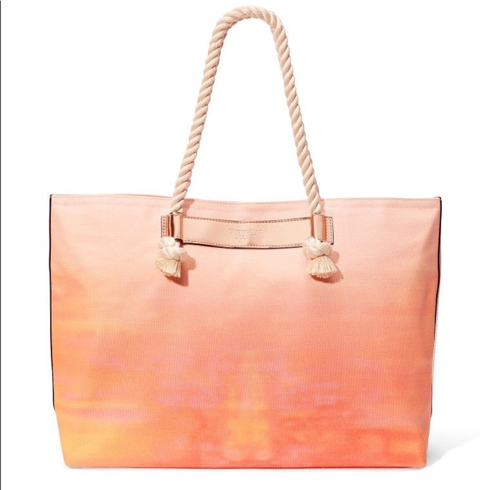 NWT Victoria’s Secret Large Peach Canvas Tote Bag